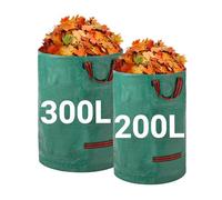 Velway Garden Sacs à déchets de jardin, réutilisables, 200 l + 300 l, avec poignées, tissu industriel pour feuilles et débris, sacs poubelle de jardin imperméables