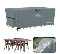 Velway Housse Salon de Jardin Imperméable - 180x120x74cm Housse Table de Jardin avec Boucles Coupe-Vent Protection pour Tous Les Temps pour Table et Chaise d'extérieur - Gris