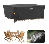 Velway Housse Salon de Jardin Imperméable - Housse Table de Jardin avec Boucles Coupe-Vent Protection pour Tous Les Temps pour Table et Chaise d'extérieur (Noir,200x160x74cm)