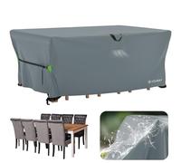 Velway Housse Salon de Jardin Imperméable - 242x162x71cm Housse Table de Jardin avec Boucles Coupe-Vent Protection pour Tous Les Temps pour Table et Chaise d'extérieur - Gris