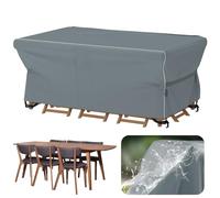 Velway Housse Salon de Jardin Imperméable: Housse de Table Jardin Rectangulaire avec Bande Réfléchissante - 600D Oxford Coupe-vent Couverture de Protection Meubles Bâche pour Table - Gris 180x120x74cm