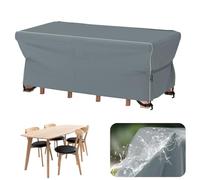 Velway Housse Salon de Jardin Imperméable - Housse de Table Jardin Rectangulaire avec Bande Réfléchissante - 600D Oxford Coupe-Vent Couverture de Protection Meubles Bâche de Table (Gris 170x95x74cm)