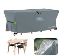 Velway Housse Salon de Jardin Imperméable - Housse Table de Jardin avec Boucles Coupe-Vent Protection pour Tous Les Temps pour Table et Chaise d'extérieur (Gris,170x95x74cm)