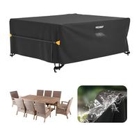 Velway Housse Salon de Jardin Imperméable - Housse Table de Jardin avec Boucles Coupe-Vent Protection pour Tous Les Temps pour Table et Chaise d'extérieur (Noir,250x210x71cm)