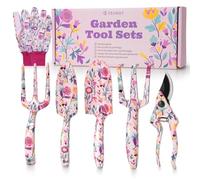 Velway Lot de 6 Outils de Jardinage en métal à imprimé Floral pour Femme et Maman Idéal pour la fête des mères, Noël, Un Anniversaire