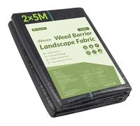 Velway Membrane de contrôle des Mauvaises Herbes - 2 m x 5 m - Tissu de barrière Contre Les Mauvaises Herbes - pour terrasse, parterres de Fleurs, Gazon Artificiel, allée, Gravier - Noir