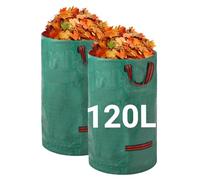 Velway Sacs à déchets de jardin robustes - 120L x 2Pack Sacs de jardin réutilisables avec poignées - Tissu industriel pour feuilles déchets débris - Sacs à déchets de jardin étanches
