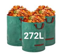 Velway Sacs à déchets de jardin robustes - 272L x 3Pack Sacs de jardin réutilisables avec poignées - Tissu industriel pour feuilles déchets débris - Sacs à déchets de jardin étanches