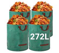 Velway Sacs à Déchets de Jardin Robustes - 272Lx4 Sacs de Jardin Réutilisables avec Poignées - Pliables et Réutilisables Tissu Industriel pour Feuilles Déchets Débris