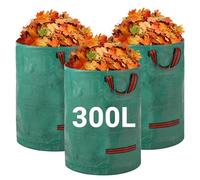 Velway Sacs à Déchets de Jardin Robustes - 300Lx3 Sacs de Jardin Réutilisables avec Poignées - Pliables et Réutilisables Tissu Industriel pour Feuilles Déchets Débris