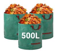 Velway Sacs à Déchets de Jardin Robustes - 500Lx3 Sacs de Jardin Réutilisables avec Poignées - Pliables et Réutilisables Tissu Industriel pour Feuilles Déchets Débris