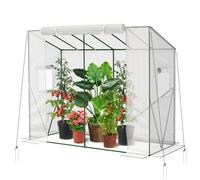 Velway Serre à tomates Stable en Film Plastique - 208 x 81 x 170/141 cm - Résistante à l'hiver - Toit incliné - avec Film grillagé en polyéthylène - Fenêtre d'aération, piquets d'ancrage et Cordes