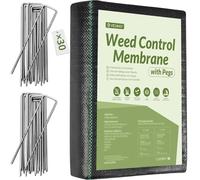 Velway Toile de Paillage 1x10M avec 30 Piquets - Geotextile de Paillage Contre Les Mauvais Herbes en 100g/m² Fibres de Polypropylène Tissées Perméable à l'eau - Résiste Rayons UV - Anti Repousse