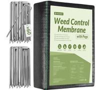 Velway Toile de Paillage 2x10M avec 60 Piquets - Geotextile de Paillage Contre Les Mauvais Herbes en 100g/m² Fibres de Polypropylène Tissées Perméable à l'eau - Résiste Rayons UV - Anti Repousse