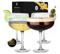 Vemacity Verres à Cocktail Coupe Élégants- Lot de 4 Verre Martini/Coupe Champagne en Cristal Faits à la Main et un Livre électronique de recettes | Grands Verres à Martini. Cadeau Cocktail.