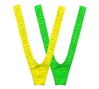 VemeFufu 2PCS Borat String Homme Sexy Hot Funny Maillot de Bain Tenue pour Hommes Vert Jaune