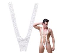 VemeFufu Borat Mankini String pour homme Sexy String Maillot de bain pour Noël Halloween Père Noël, 1 pièce, blanc, taille unique
