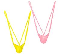 VemeFufu Homme Sexy String Tanga Masculine Slips Thong Maillot de Bain Tenue Lingerie Cadeau Secret Anniversaire Noël G-String sous-Vêtements pour Hommes Jaune Rose