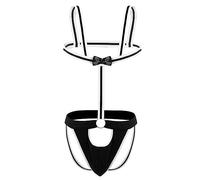 VemeFufu Homme String Sexy Thong Tanga Bodysuit Bow Tie Swimwear Maillot de Bain Tenue sous-vêtements pour Hommes Noir