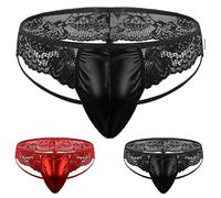 VemeFufu Hommes Jockstrap String Tanga Sexy Cuir Peint Sous-vêtements Hommes Pendentif String Vêtements De Sport Jock Strap Slip Athlétique, Noir , Taille unique