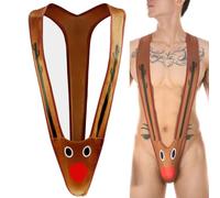 VemeFufu Hommes Sexy String Tanga String Noël Sous-vêtements Hommes Hot Borat Mankini V-Strap Thong Élastique Homme Culotte Joke Cadeau Anniversaire Noël Costume pour Hommes Taille Unique, B