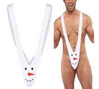 VemeFufu Hommes Sexy String Tanga String Noël Sous-vêtements Hommes Hot Borat Mankini V-Strap Thong Élastique Homme Culotte Joke Cadeau Anniversaire Noël Costume pour Hommes Taille Unique, B