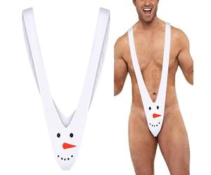VemeFufu Hommes Sexy String Tanga String Noël Sous-vêtements Hommes Hot Borat Mankini V-Strap Thong Élastique Homme Culotte Joke Cadeau Anniversaire Noël Costume pour Hommes Taille Unique, B
