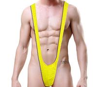 VemeFufu Hommes Sexy String Tanga String Sous-vêtements Hommes Chaud Borat Mankini V-Strap Thong Élastique Thong Mâle Culotte, Jaune, Taille unique