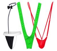 VemeFufu Mankini Borat Lot de 3 maillots de bain sexy pour homme Motif plage Noël Halloween Multicolore 01, Lot de 3 - Multicolore - 01, taille unique