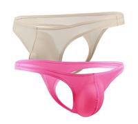 VemeFufu Pack de 2 String Homme Slip Mankini Jockstrap Tongs pour Hommes Rose + Fauve