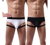 VemeFufu Slips Homme String Sexy Jockstrap sous-vêtements pour Hommes Soie de Glace Support Respirant Confortable Culottes Jock Strap Masculine Lingerie 2 Pack Noir Blanc