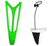 VemeFufu String Homme Maillot de Bain Tenue Hommes Taille Unique 2 Pièce Vert + Noir