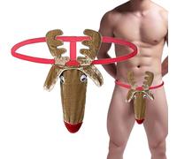 VemeFufu String pour homme avec motif de rennes sexy pour homme taille basse drôle marron cerf
