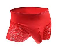 VemeFufu String sexy sexy pour homme String dentelle Slip Boxer Sous-vêtements Masculins G-String Thong Culotte Lingerie, C-2 Rouge, Taille unique