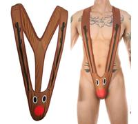 VemeFufu Tanga Mankini Borat Maillot de bain pour homme Sexy Suspenorio V Sling Maillot de bain de fête Bikini String pour homme Beachkini Plage Noël Halloween 1 Pack A Marron, 1 Pack A Marron, taille