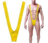 VemeFufu Tanga Mankini Borat Maillot de bain pour homme Sexy Suspenorio V Sling Maillot de bain de fête Bikini String pour homme Beachkini Plage Noël Halloween 1 Pack A Jaune, 1 pack A. jaune, taille
