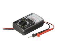 VEMER VE367900 VE 381 - Multimètre Analogique de Poche pour Tension AC/DC, Courant Continu, Résistance et Piles, Testeur Électrique avec Pointes de Test, Fusible et Pile Inclus, Noir