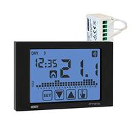 VEMER VE487500 Set Chronos RF - Thermostat sans Fil Programmable à écran Tactile + Récepteur RF 433 MHz, Mural à Piles, Compatible Chaudière, Noir