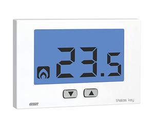 VEMER VE718300 THALOS Key - Thermostat d'ambiance pour Chauffage et Climatisation, Clavier 2 Boutons, Alimentation par Piles, Blanc