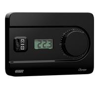 VEMER VE757800 OLYMPO LCD - Thermostat Mural d'ambiance pour le Chauffage et la Climatisation, Affichage LCD, Alimentation par Piles, Noir