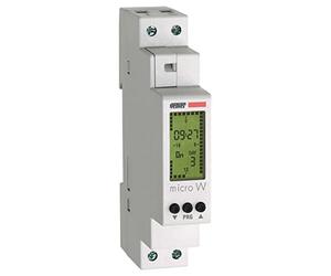 VEMER VE758200 Micro W - Minuterie Programmable Numérique, Interrupteur Horaire avec Programmation Hebdomadaire, Montage sur Rail DIN, Blanc