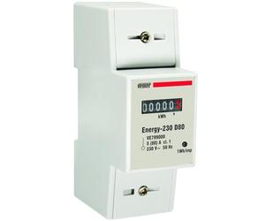 VEMER VE799000 ENERGY 230 D80 - Compteur d’Énergie Électrique Monophasé Rail DIN 2 Modules, Mesureur de Consommation Électrique, Courant Max 80A, Alimentation 230V, Blanc