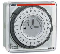 VEMER VP886600 Napa-RD - Interrupteur Horaire Électromécanique à Chevaliers, Programmation Quotidienne, Installation de Panneau, Gris Clair