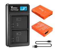 Vemico EN-EL14 EN-EL14a Chargeur de Batterie Kit 2x1500mAh Batterie de Remplacement avec Chargeur LCD de Type C pour D5100/D5300/D5500/D3100/D5600/D3200 /D3300/D5200/P7000/P7100/P7700/P7800