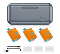 Vemico Hero 10 Batterie Chargeur Kit 3 Pack 1800mAh Hero 12 Batterie Type-C LED 3-Canaux Chargeur AHDBT-901 pour Hero 12 Black/Hero 11 Black/Hero 10 Black/Hero 9 Black