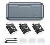 Vemico Hero 12/11/10/9 Enduro Batterie Chargeur Kit 3 x 1800mAh Batterie Type-C LED 3-Canaux Chargeur Hero 12 Enduro Batterie pour Hero 9/ Hero 10/ Hero 11 Black/Hero 12 Black