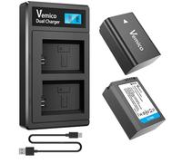 Vemico NP-FW50 Batterie Chargeur Kit 2 Pack 1200mAh Remplacement Batteries Type-C LCD Chargeur Double pour A7/A7ii/A7rii/A7sii/A6500/A6400/A6300/A6000/ZV-E10 (Compatible avec l'original)