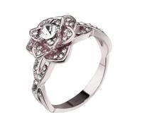 VEMOW Bague de fiançailles parfaite en pour femmes, Design en or Rose brillant avec Zircon, un excellent choix pour une paire d'alliances de mariage Faux Nettoyeur Anneaux (Silver, C)