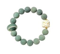 VEMOW Bracelet en jade blanc avec perles rondes pelées originales Bracelets pour hommes et femmes et artistiques Bracelet de perles de prière en perles givrées Pour Élastique Perles Anneaux (Green, A)