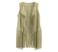 VEMOW Cardigan Femme Ete Femme Couleur Unie Frange sans Boutons Gilet Gilet Cardigan Gilet Moyen Long Manteau (Yellow, XL)
